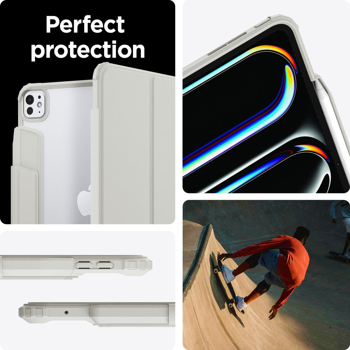 ACS07024 - iPad Pro 11-inch Case Air Skin Pro in Gray showing the perfect protection. Showing different angles