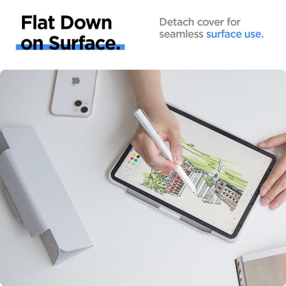 ACS06075 - iPad Pro 11" Case Air Skin Pro in gray showing the flat down on surface. Detach cover for seamless surface use