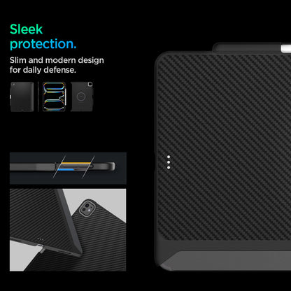ACS07670 - iPad Air 13-inch (2024) Case Enzo Aramid in Black showing the sleek protection. Slim and modern design for daily defense
