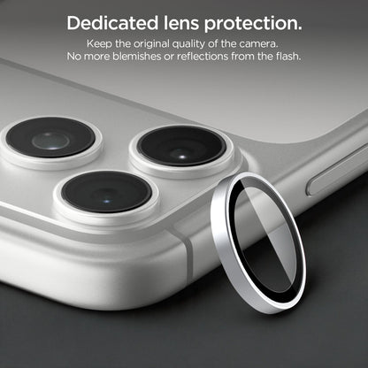 AGL12046 - iPhone 18 Pro Max / iPhone 18 Pro Optik Pro EZ Fit Lens Protector in Silver showing individual lens protectors designed to cover each camera lens while maintaining clear image quality.
