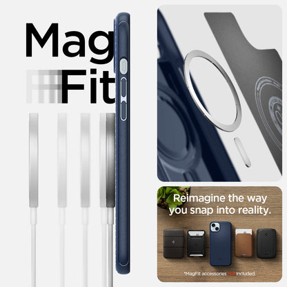 ACS06672 - iPhone 15 Plus Case Mag Armor (MagFit) in navy blue magfit. reimagine the way you snap into reality.