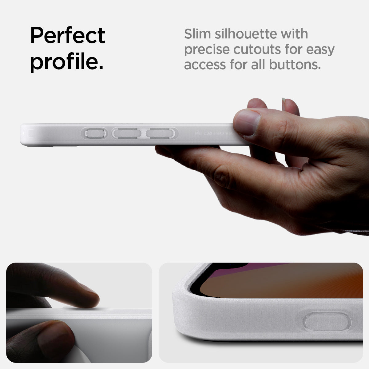 ACS09147 - iPhone 17e Case Ultra Hybrid Classic (MagFit) in Classic Silver showing the perfect profile. Slim silhouette with precise cutouts for easy access for all buttons