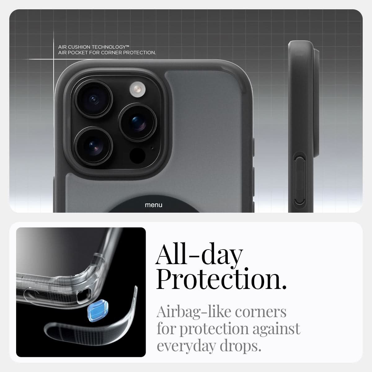 ACS08383 - iPhone 16 Pro Max Case Ultra Hybrid Classic (MagFit) in Classic Black all day protection. Airbag like corners for protection against everyday drops.
