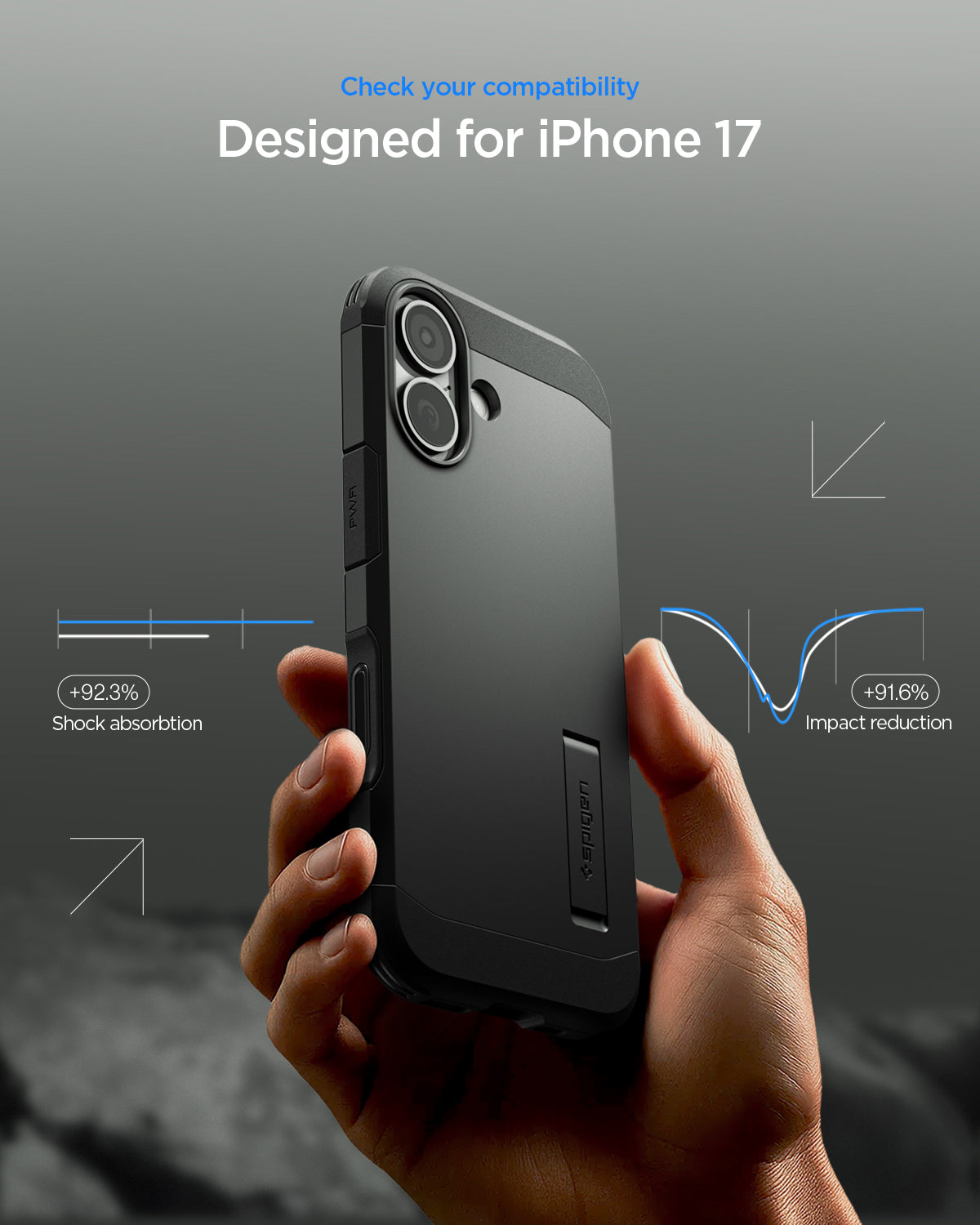ACS09984 - iPhone 17 Case Tough Armor T AI (MagFit) in black showing check your compatibility