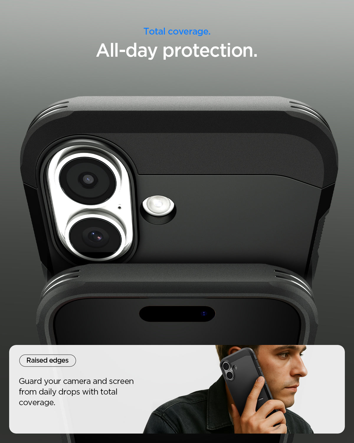 ACS09984 - iPhone 17 Case Tough Armor T AI (MagFit) in black showing total coverage. All day protection