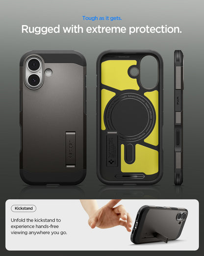 ACS09985 - iPhone 17 Case Tough Armor T AI (MagFit) in gunmetal showing rugged with extreme protection. Tough as it gets.