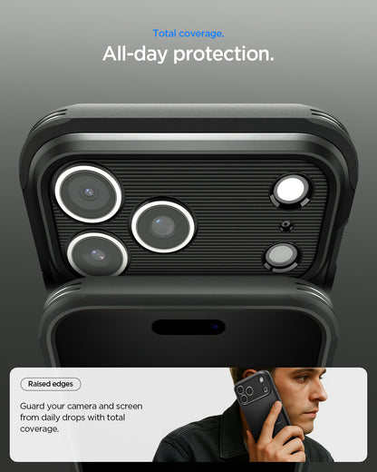 ACS09950 - iPhone 17 Pro Case Tough Armor T AI (MagFit) in black showing total coverage. All day protection