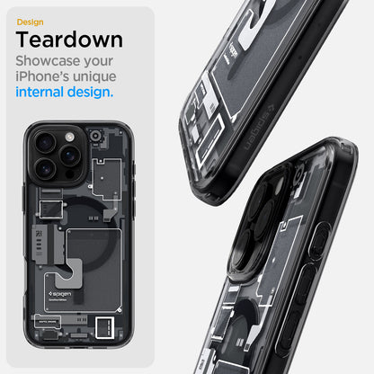 ACS08135 - iPhone 16 Pro Case Ultra Hybrid Zero One (MagFit) in Zero One teardown design. showcase your iPhone's unique internal design.