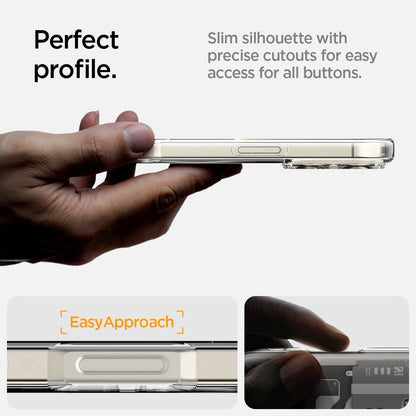 ACS08137 - iPhone 16 Pro Case Ultra Hybrid Zero One (MagFit) in Zero One Natural Titanium perfect profile. slim silhouette with precise cutouts for easy access for all buttons. easy approach