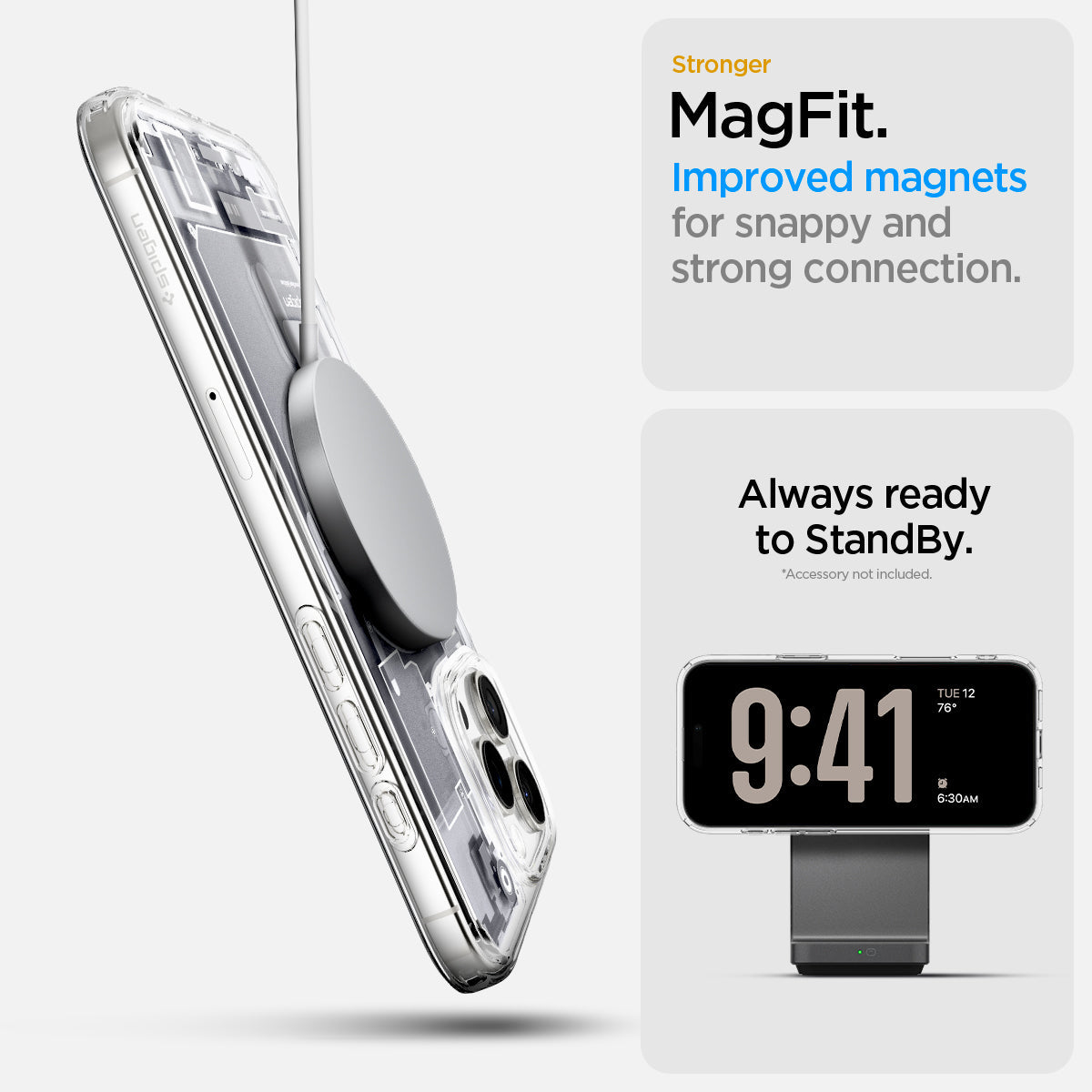 ACS08136 - iPhone 16 Pro Case Ultra Hybrid Zero One (MagFit) in Zero One White stronger magfit. Improved magnets for snappy and strong connection. Always ready to standby.