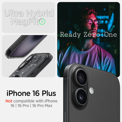 ACS08078 - iPhone 16 Plus Case Ultra Hybrid Zero One (MagFit) in Zero One ultra hybrid magfit. the clear choice. iPhone 16 Plus. Not compatible with iPhone 16, 16pro, 16pro max.