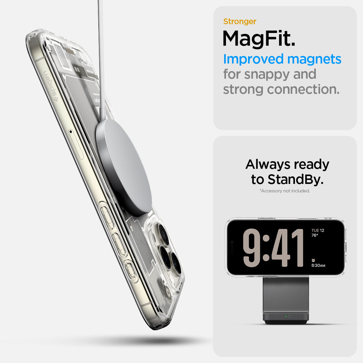ACS08381 - iPhone 16 Pro Max Case Ultra Hybrid Zero One (MagFit) in Zero One Natural Titanium stronger magfit. Improved magnets for snappy and strong connection. Always ready to standby.