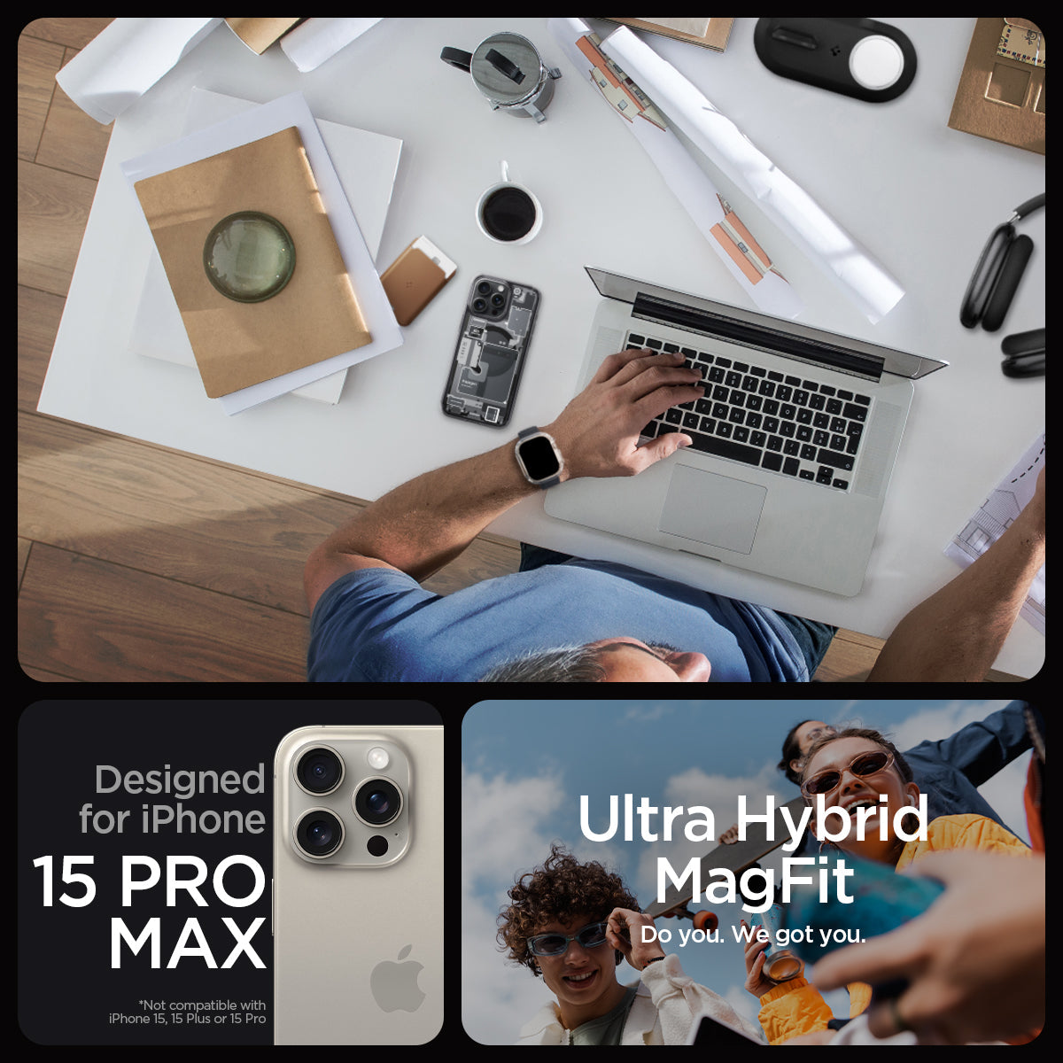 ACS06582 - iPhone 15 Pro Max Case Ultra Hybrid Zero One designed for iPhone 15 pro max. ultra hybrid magfit. do you. we got you.