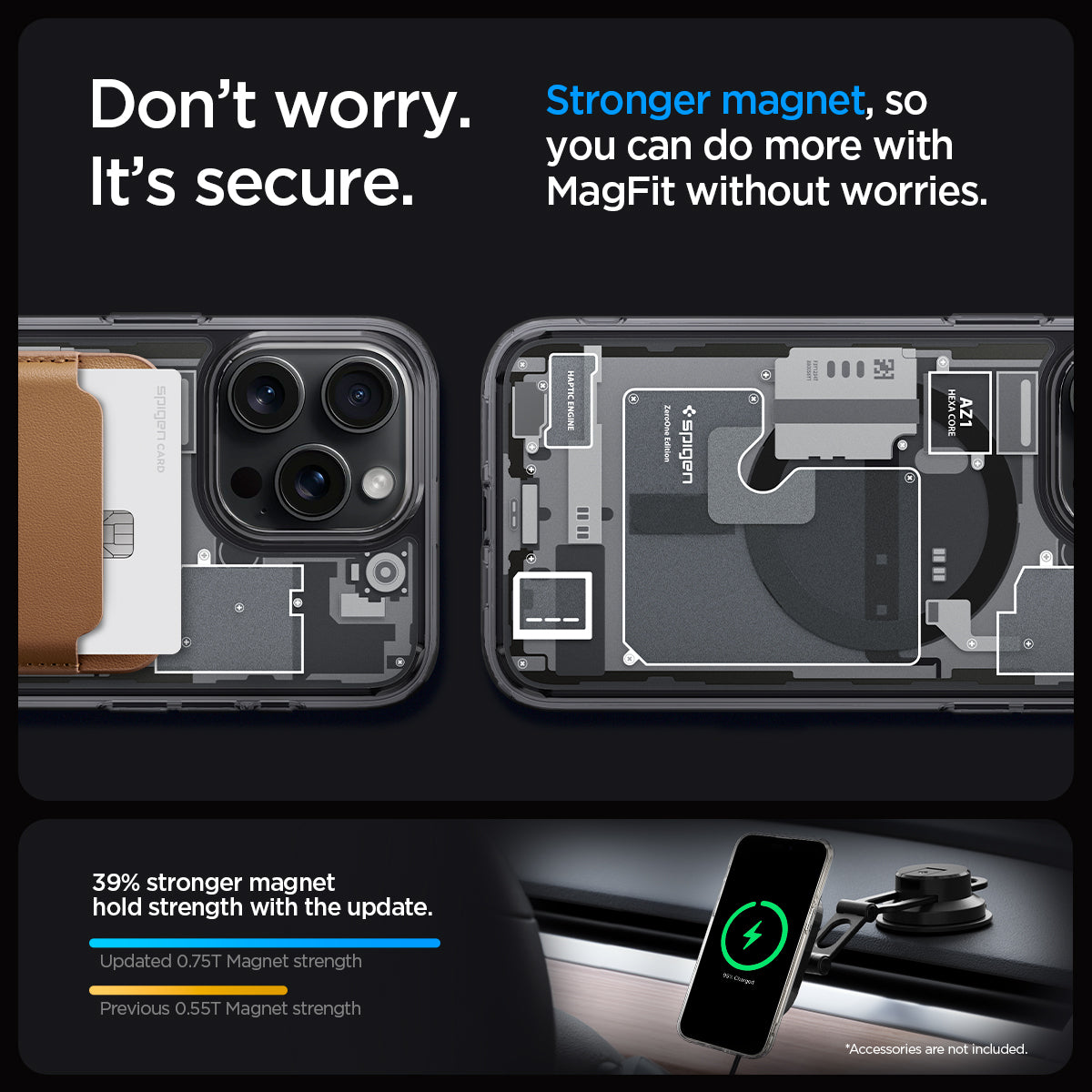 ACS06582 - iPhone 15 Pro Max Case Ultra Hybrid Zero One don't worry. It's secure. stronger magnet, so you can do more with magfit without worries.