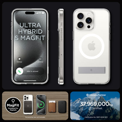 ACS06583 - iPhone 15 Pro Max Case Ultra Hybrid S (MagFit) in crystal clear showing the different angles