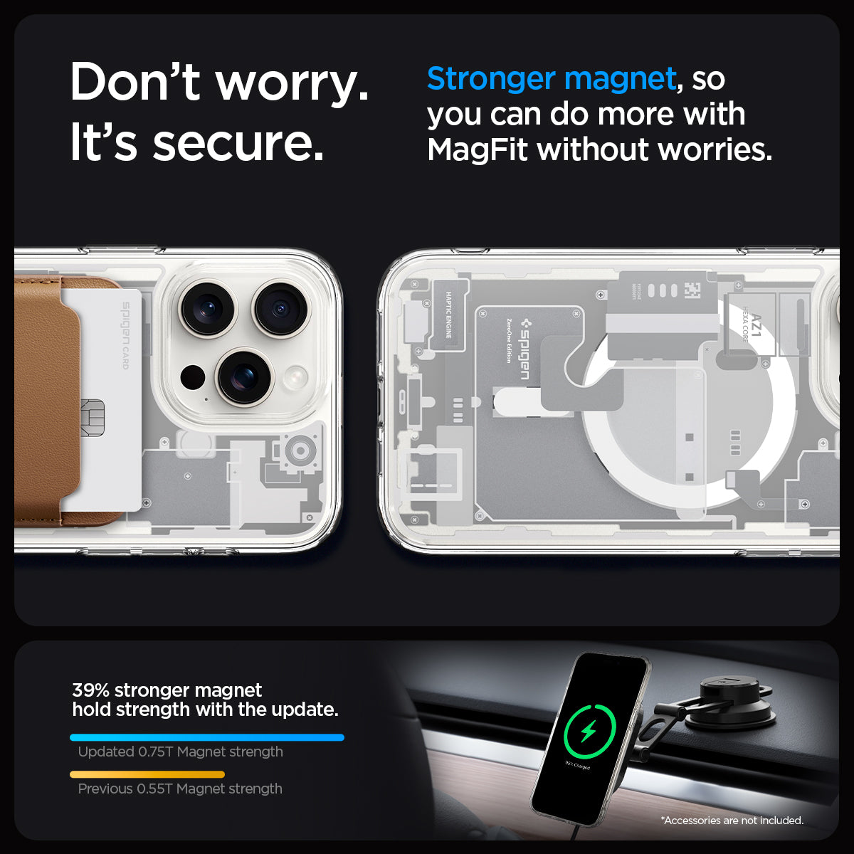 ACS07036 - iPhone 15 Pro Case Ultra Hybrid Zero One in white don't worry. It's secure. stronger magnet, so you can do more with magfit without worries.