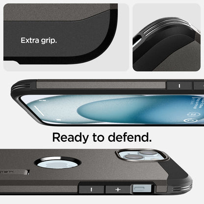 ACS06668 - iPhone 15 Plus Case Tough Armor (MagFit) in gunmetal extra grip. ready to defend.