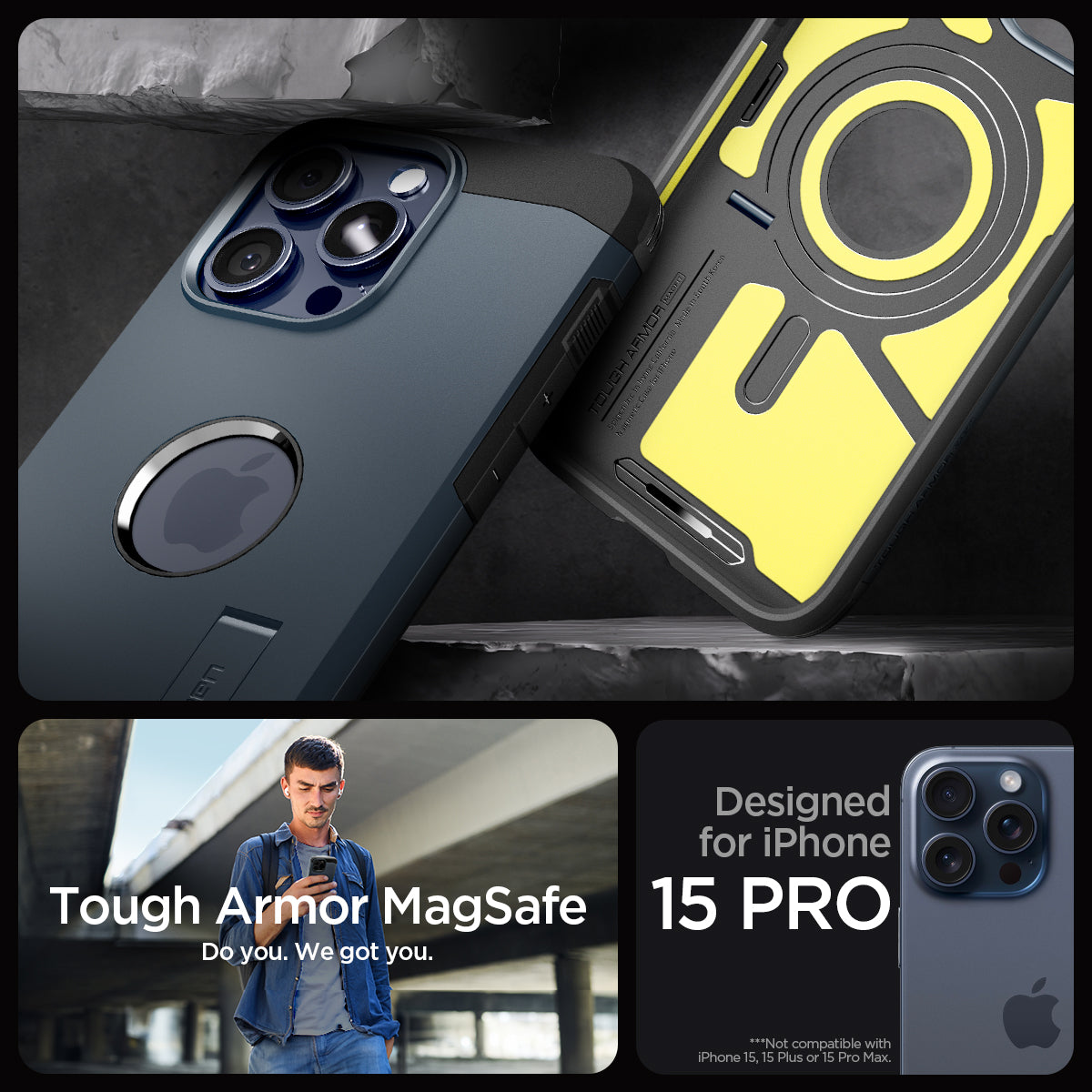 ACS06734 - iPhone 15 Pro Case Tough Armor (MagFit) in metal slate tough armor magsafe. do you. we got you. designed for iPhone 15 pro max.