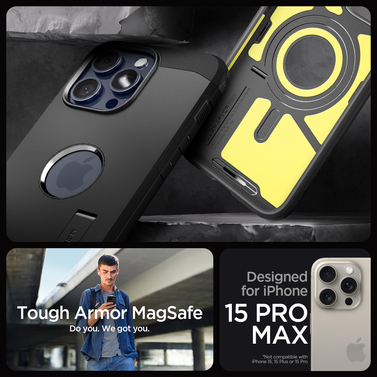 ACS06594 - iPhone 15 Pro Max Case Tough Armor (MagFit) in black tough armor magsafe. do you. we got you. designed for iPhone 15 pro max.