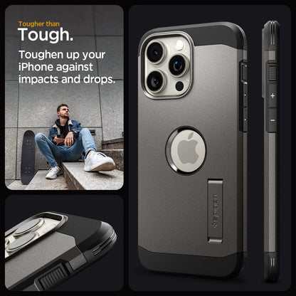 ACS06593 - iPhone 15 Pro Max Case Tough Armor (MagFit) in gunmetal tougher than tough. toughen up your Phone against impacts and drops.