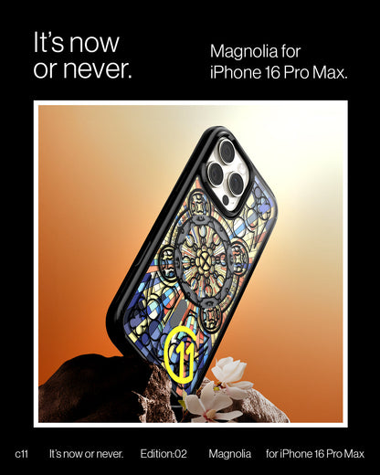 ACS09227 - iPhone 16 Pro Max Case c11 Series Magnolia Edition (MagFit + Camera Control) it's now or never magnolia for iPhone 16 Pro Max.