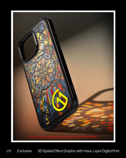 ACS09227 - iPhone 16 Pro Max Case c11 Series Magnolia Edition (MagFit + Camera Control) c11 exclusive 3d spatial effect graphic with hexa layer digital print.