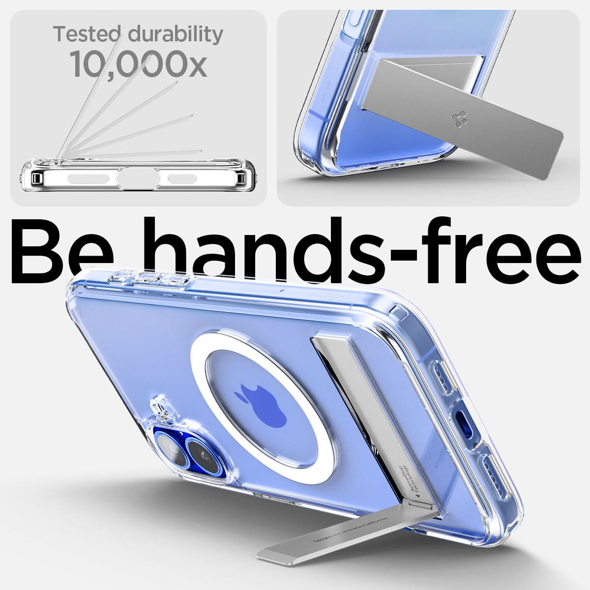 ACS08212 - iPhone 16 Case Ultra Hybrid S (MagFit) in Crystal Clear tested durability. 10,000x. Be hands free.