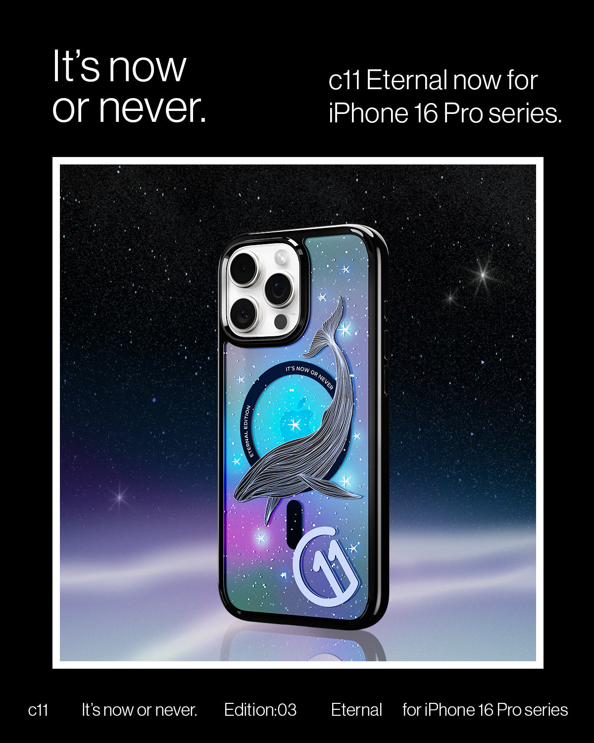ACS09302 - iPhone 16 Pro Case c11 Series Eternal Edition (MagFit) in Eternal showing the edition no. 3. Eternal for iPhone 16 Pro series