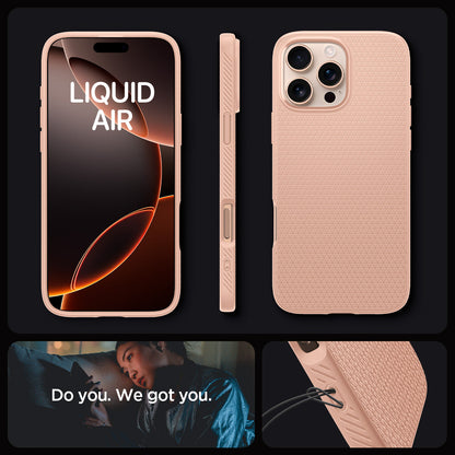 ACS08692 - iPhone 16 Pro Case Liquid Air in Rose Titanium showing the different angles