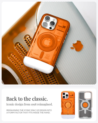 ACS08560 - iPhone 16 Pro Case Classic C1 (MagFit) in Tangerine Back to the classic iconic design from 1988 reimagined. reimagining the iconic imac g3 design into a form factor that fits inside the hand.