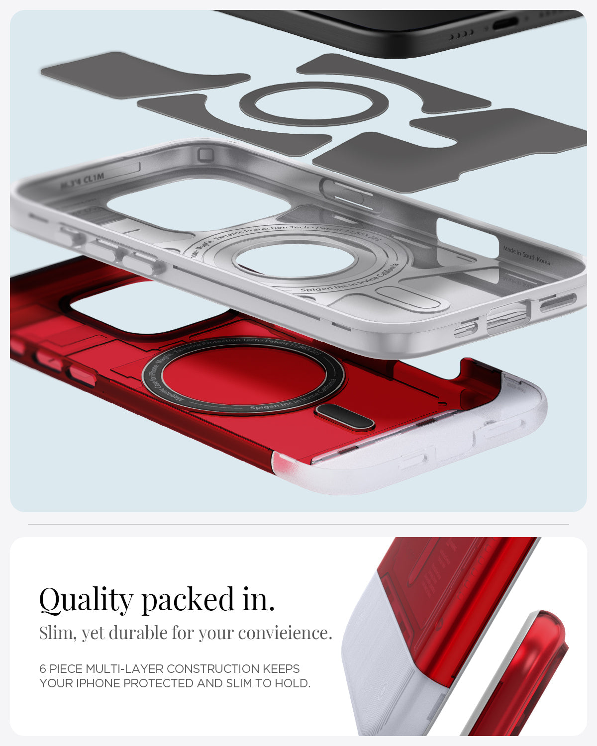 ACS08020 - iPhone 16 Pro Max Case Classic C1 (MagFit) in Ruby quality packed in, slim, yet durable for your convieience. 6 piece multi layer construction keeps your iPhone protected and slim to hold.