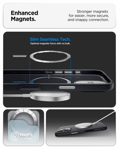 ACS09992 - iPhone 17 Nano Pop (MagFit) in Black Sesame showing the enhanced magnets. Stronger magnets for easier, more secure and snappy connection