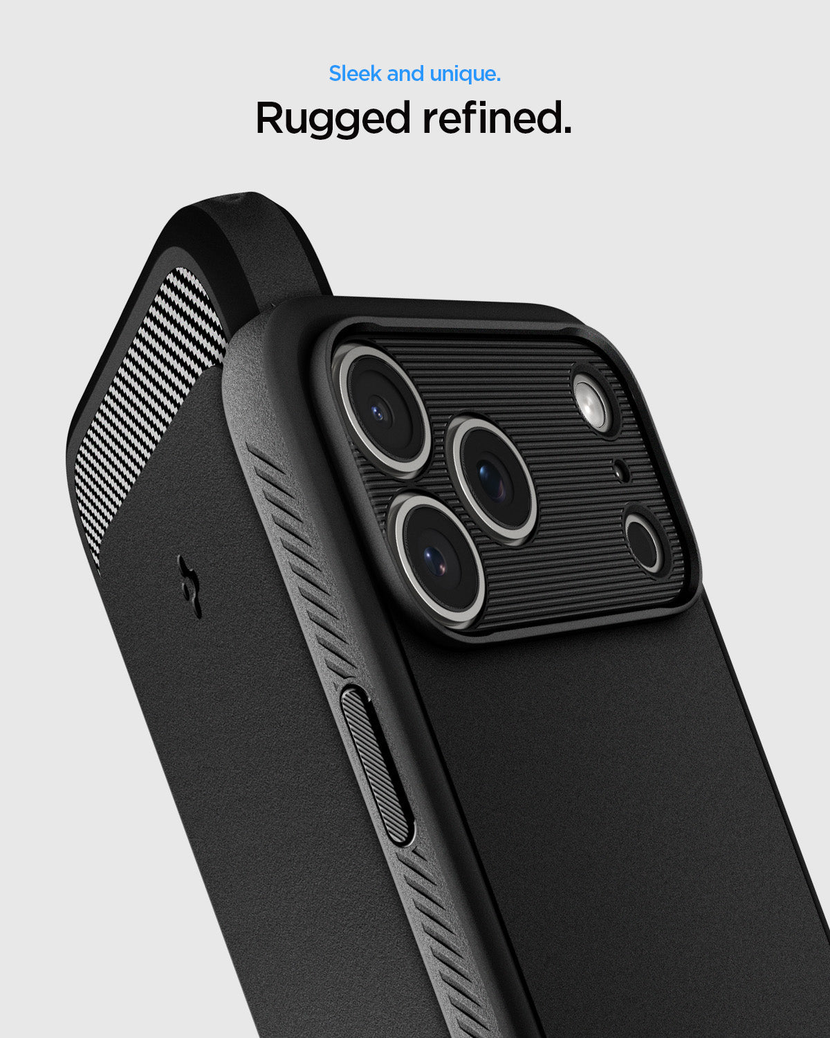 ACS09886 - iPhone 17 Pro Max Rugged Armor (MagFit) in Matte Black showing sleek and unique. Rugged refined.