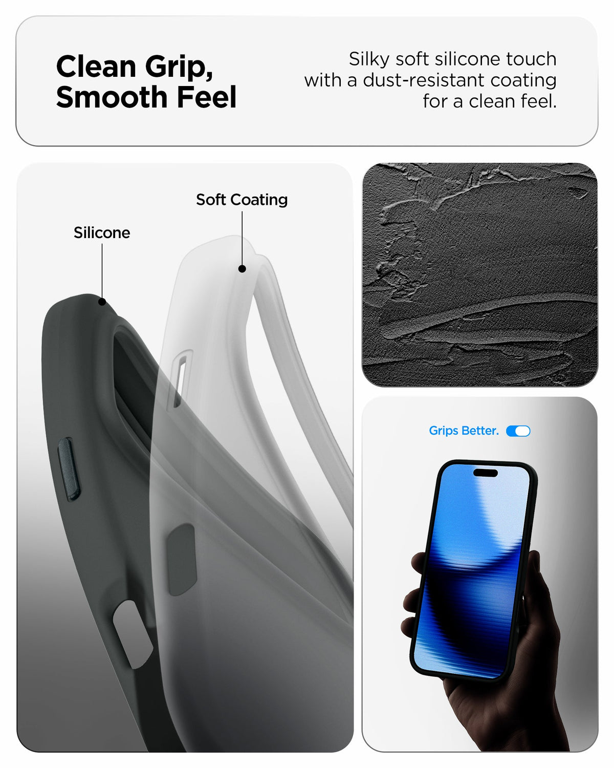 ACS09956 - iPhone 17 Pro Silicone Fit (MagFit) Case in green showing clean grip, smooth feel, silky soft silicone touch with a dust resistant coating for a clean feel.