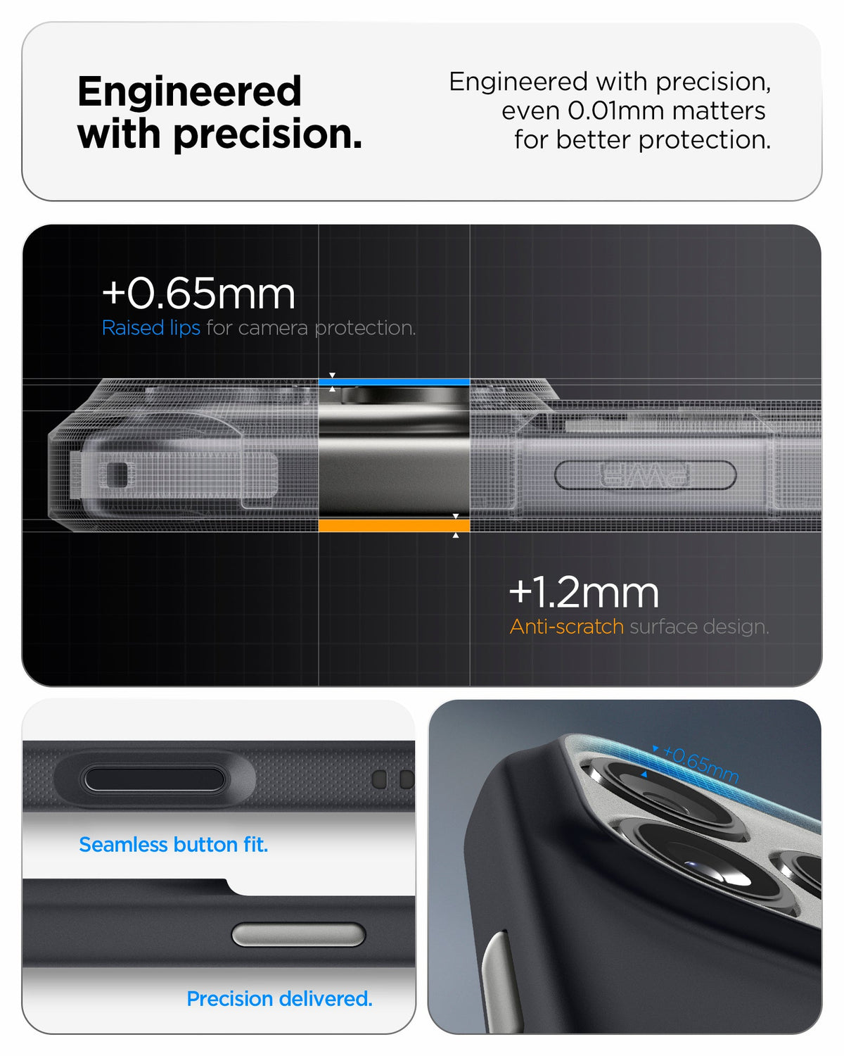 ACS09915 - iPhone 17 Pro Max Case Nano Pop (MagFit) showing the engineered with precision. Engineered with precision, even 0.01mm matters for better protection