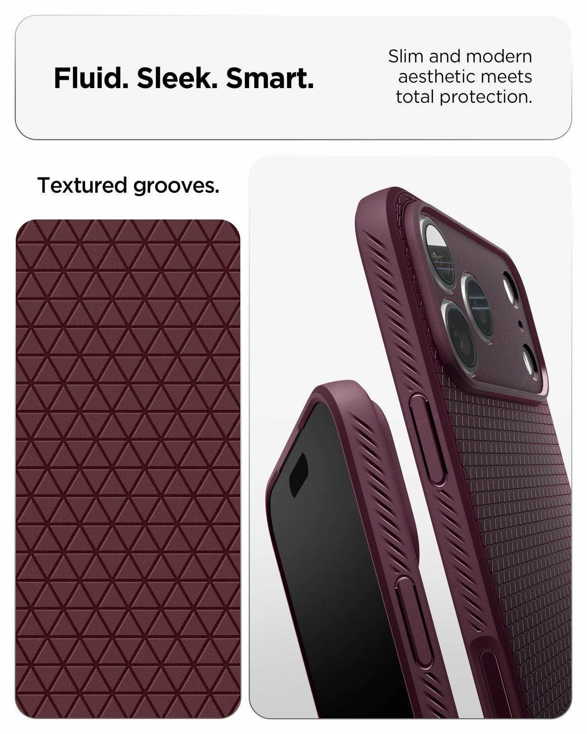 ACS12338 - iPhone 18 Pro / iPhone 17 Pro Liquid Air in Dark Cherry showing fluid, sleek, smart. slim and modern aesthetic meets total protection.