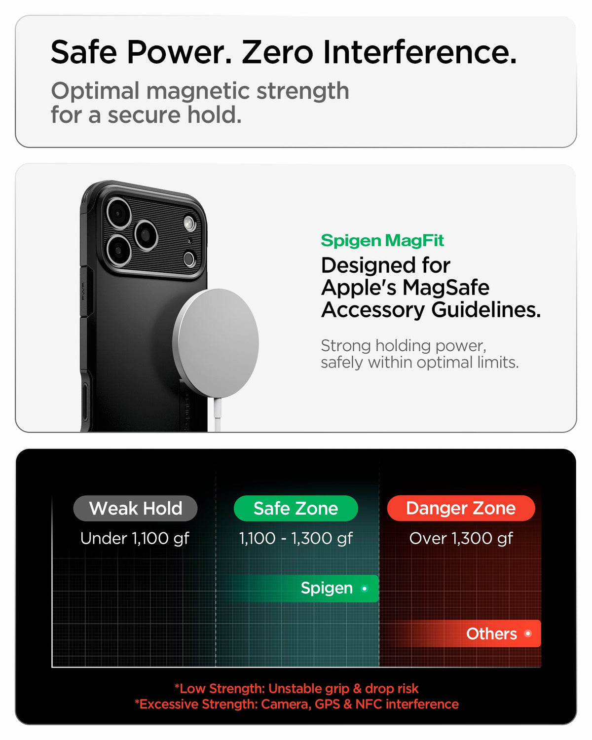 ACS09950 - iPhone 18 Pro / iPhone 17 Pro Tough Armor T Mag Fit Black showing optimized magnetic strength designed for a secure hold with compatible accessories