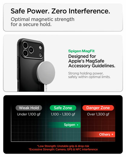 ACS09897 - iPhone 18 Pro Max / iPhone 17 Pro Max Tough Armor T Mag Fit Black showing optimized magnetic strength designed for a secure hold with compatible accessories