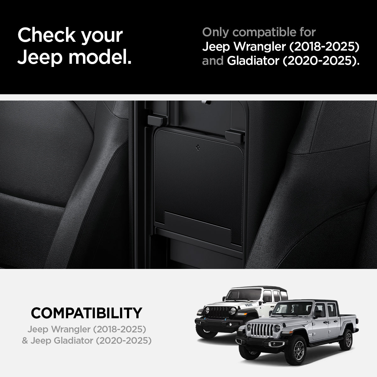 ACP09216 - Jeep Series - Center Console Hidden Storage Box | JO221 check your jeep model. only compatible for jeep wrangler (2018-2025) and gladiator (2020-2025). compatibility jeep wrangler (2018-2025) and gladiator (2020-2025).
