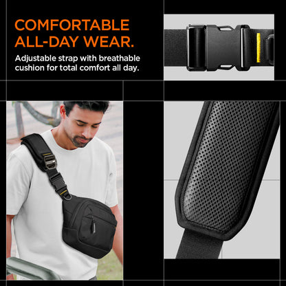 AFA07482 - Sling Bag KD410 in Black showing the comfortable all day wear feature