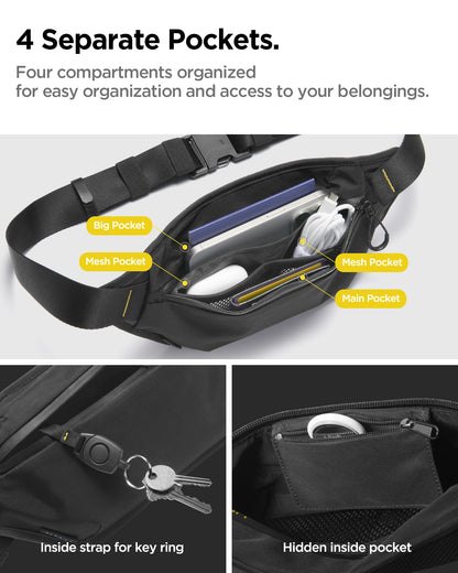 AFA07543 - Waist Band KD411 in Black showing the 4 separate pockets available