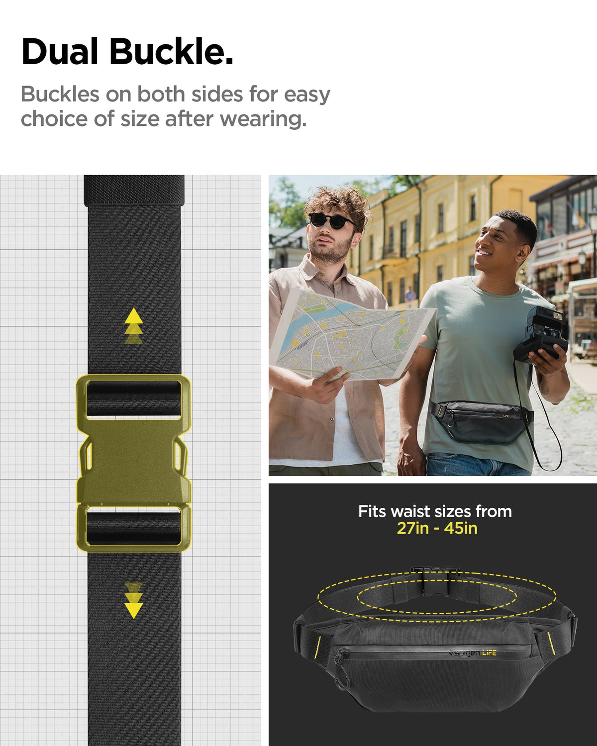 AFA07543 - Waist Band KD411 in Black showing the dual buckle feature