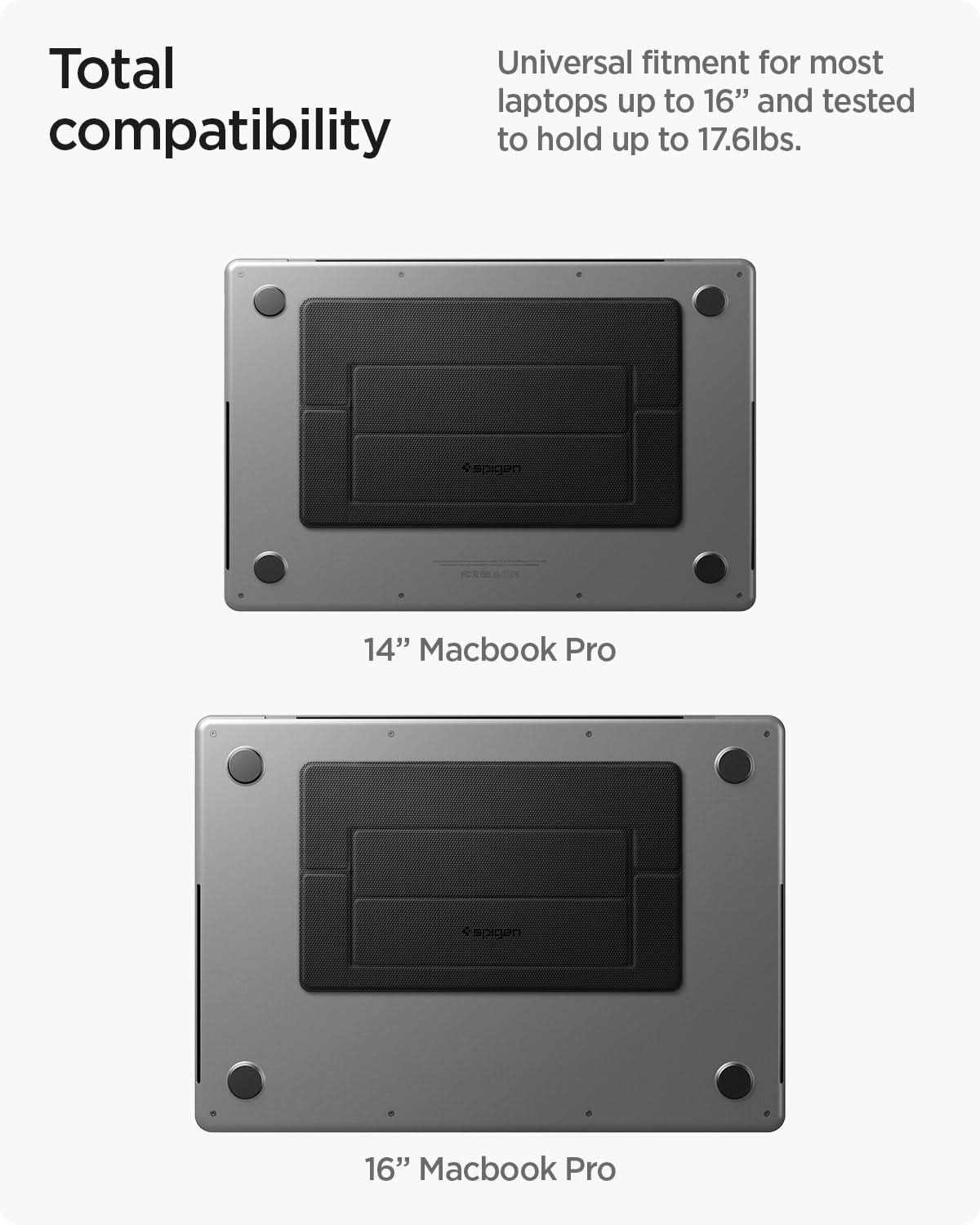 AMP10401 - Slim Fold Laptop Stand | LD201-S1 showing the total compatibility
