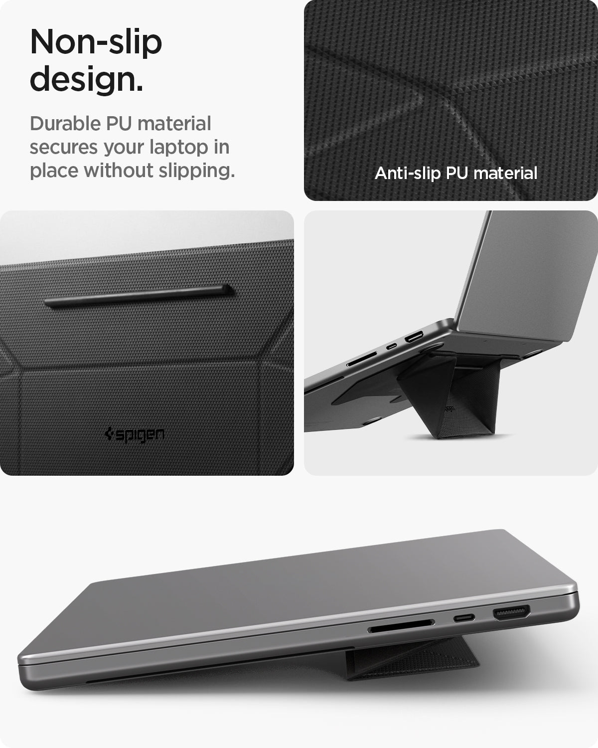 AMP10403 - Slim Fold Laptop Stand | LD201-S3 showing the non-slip design