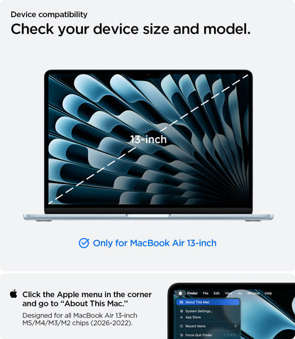 ACS11269 - MacBook Air 13-inch Nano Pop Black Sesame showing device compatibility and size guidance for a precise fit