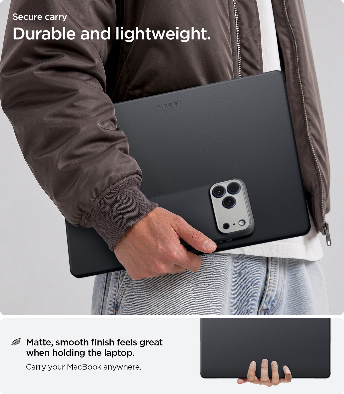 ACS11267 - MacBook Air 15-inch Nano Pop Black Sesame showing a durable lightweight design with a smooth matte finish