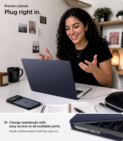 ACS11266 - MacBook Air 15-inch Nano Pop Blueberry Navy showing precise cutouts for easy access to all available ports