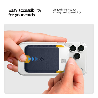 AFA06390 - MagSafe Card Holder Nano Pop (Mag Fit) in Blueberry Navy showing the unique finger cut out for easy card accessibility