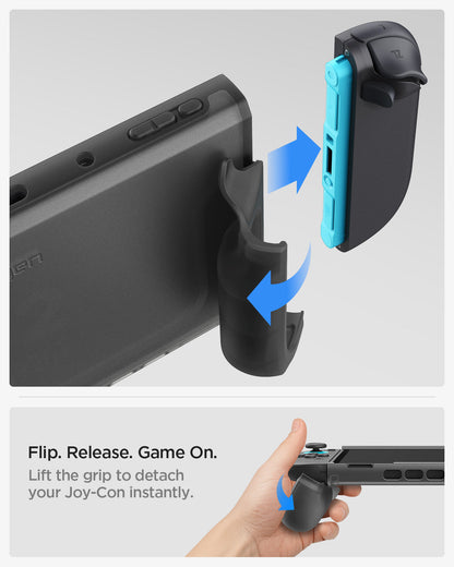 ACS10167 - Nintendo Switch 2 Ultra Hybrid case quick release grip mechanism showing flip action to detach Joy Con instantly