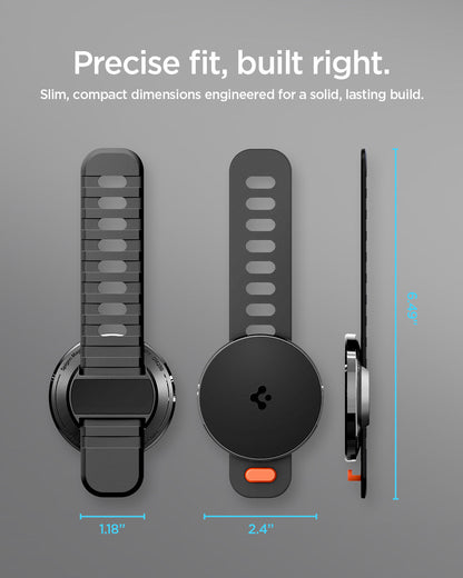 AMP11740 - Stroller Mount | OM200 (Mag Fit) showing front, back, and side views of the magnetic phone mount with its dimensions